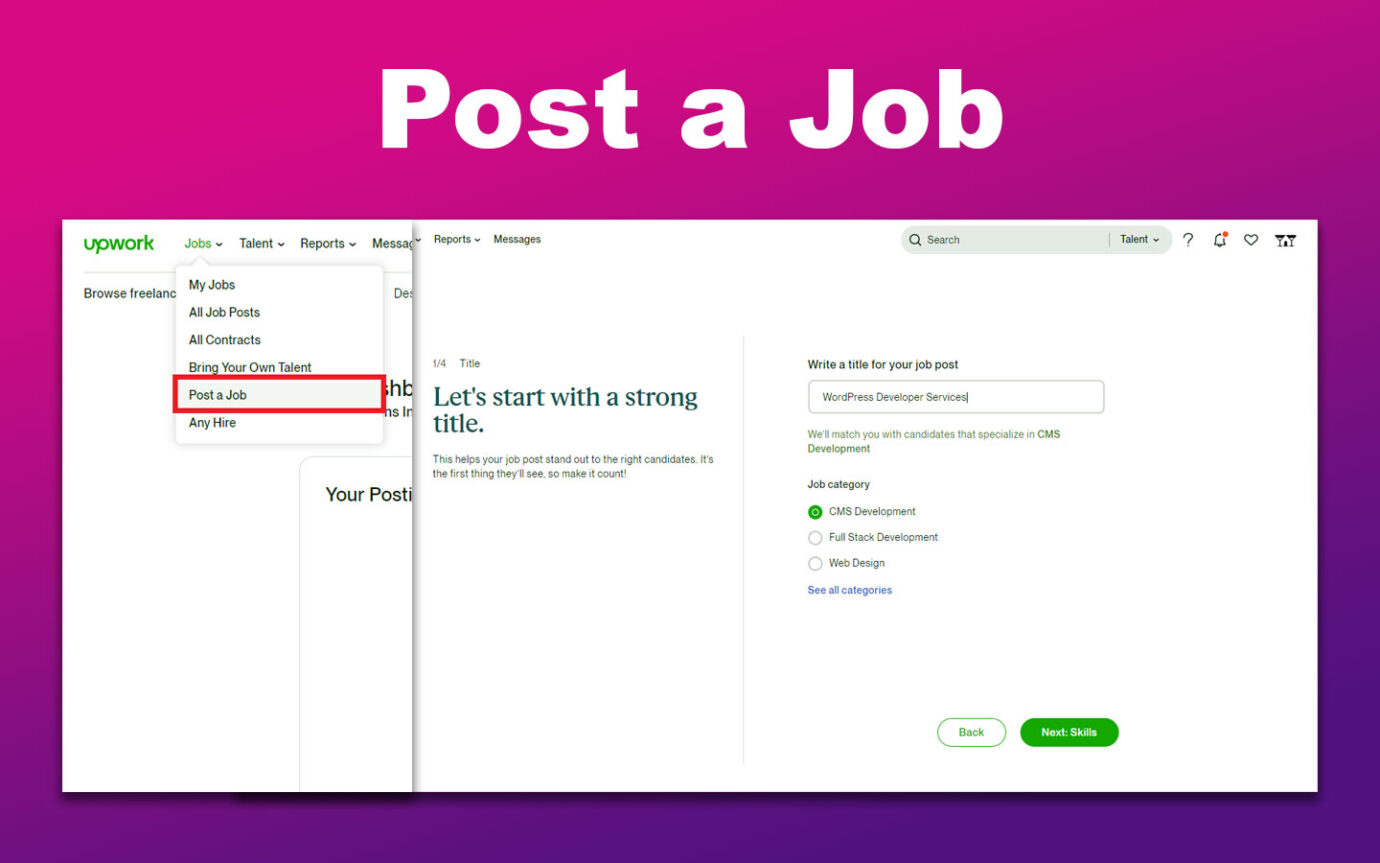Upwork How To Hire A Freelancer - Post A Job