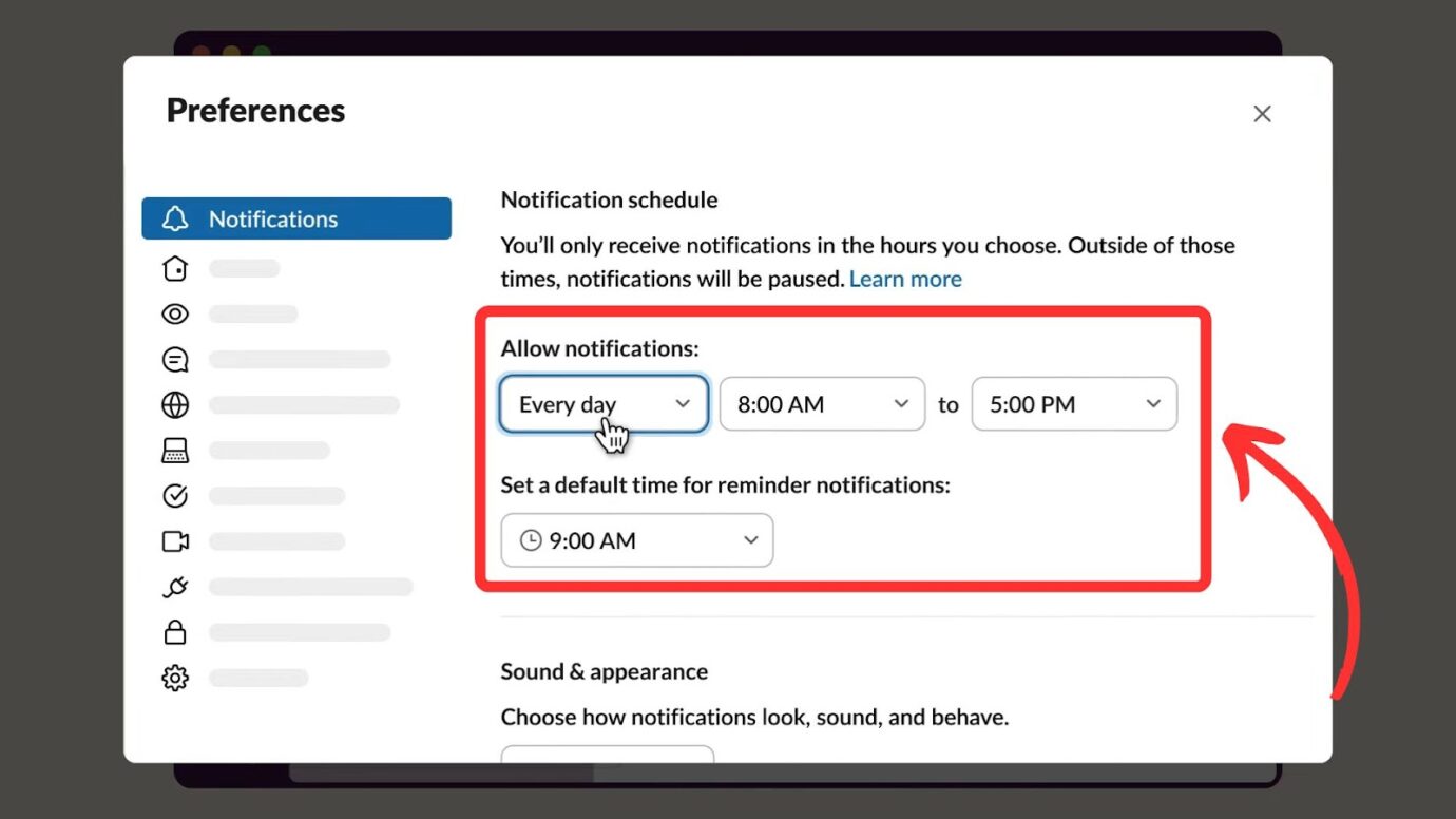 Access Slack’s Notification Schedule