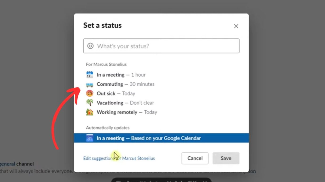 Select Slack Status Presets