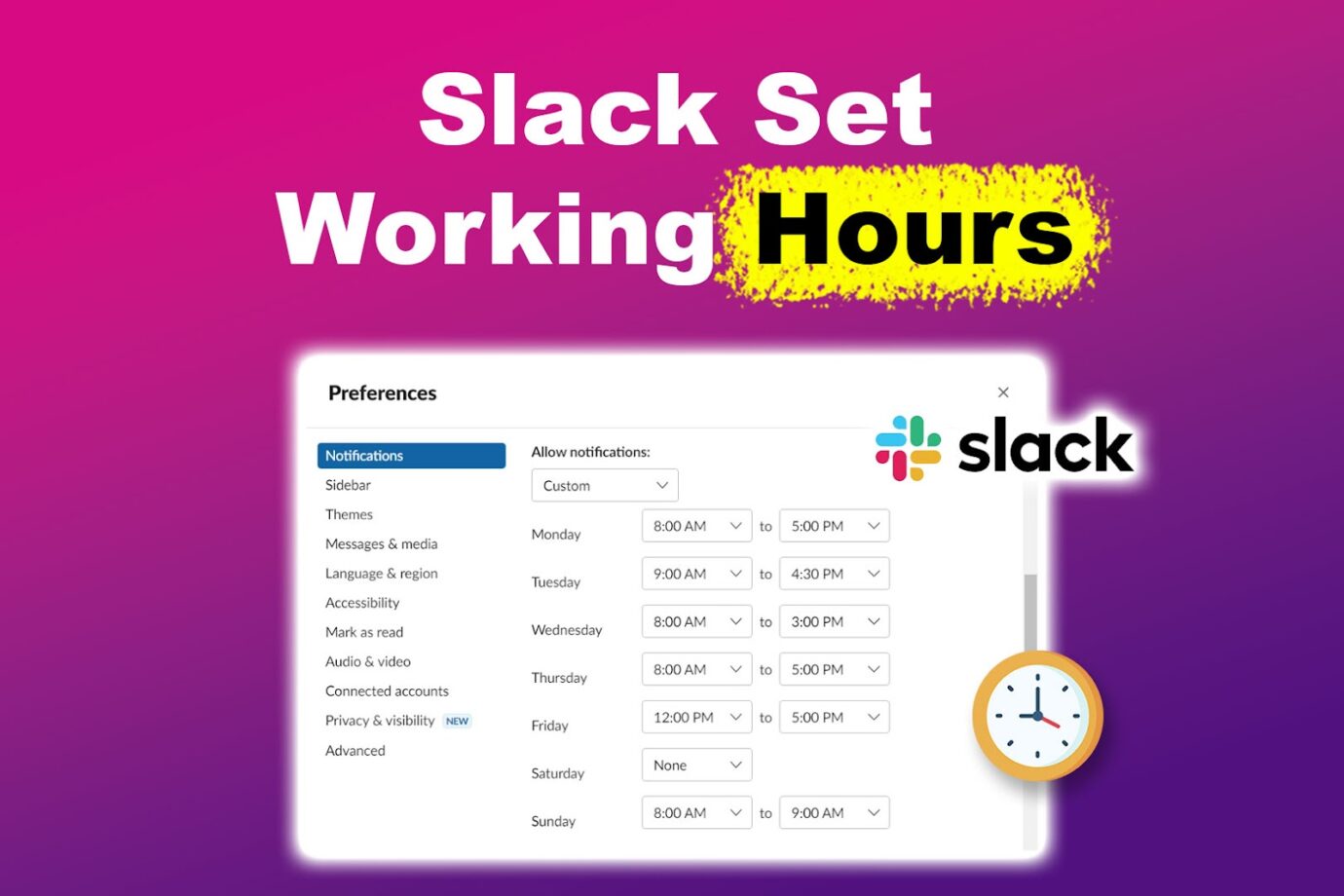 Set Slack Working Hours