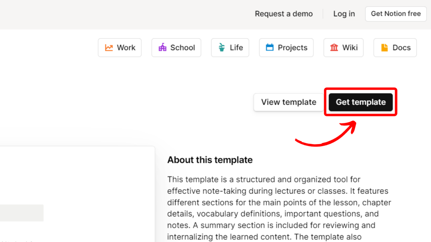 Use Notion for Note-Taking Get Template
