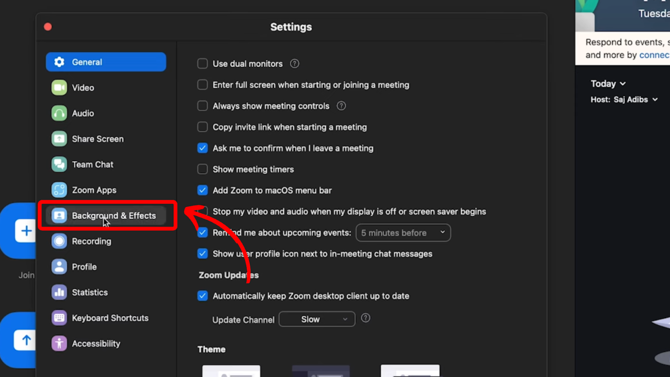 Add a Background in Zoom - Choose Background and Effects