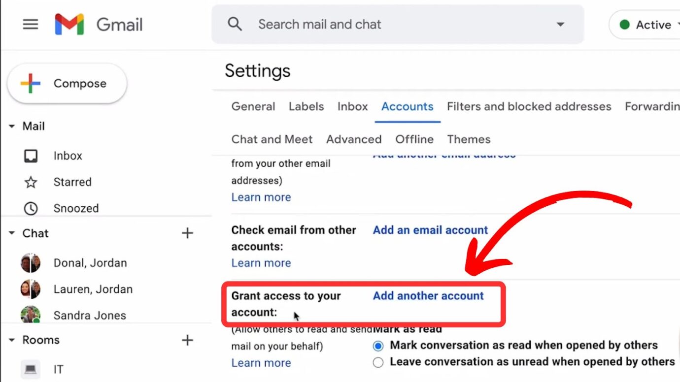 Shared Inbox in Gmail Grant Access to Account